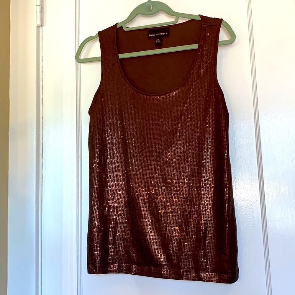 Like New Dana Buchman Brown Sequin Front Tank Med